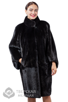 Норковая шуба «Шарм» воротник графит