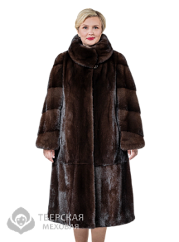Норковая шуба «Графиня» воротник под соболь 115